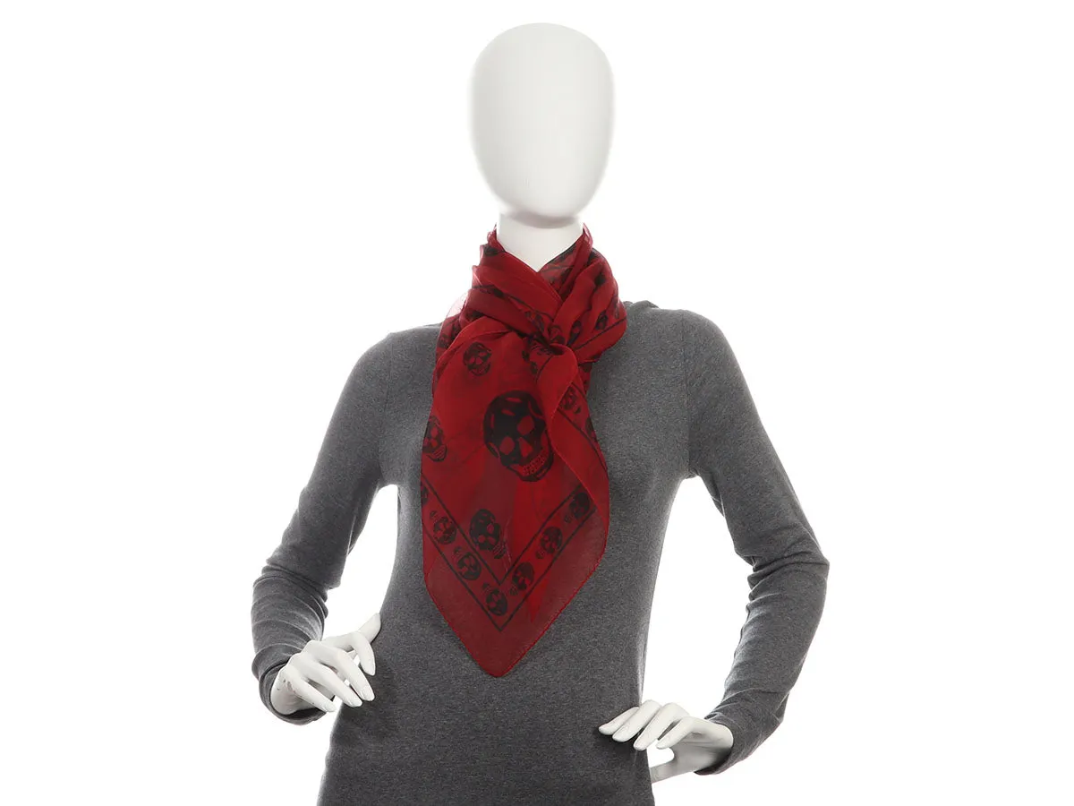 Alexander McQueen Red Skull Scarf