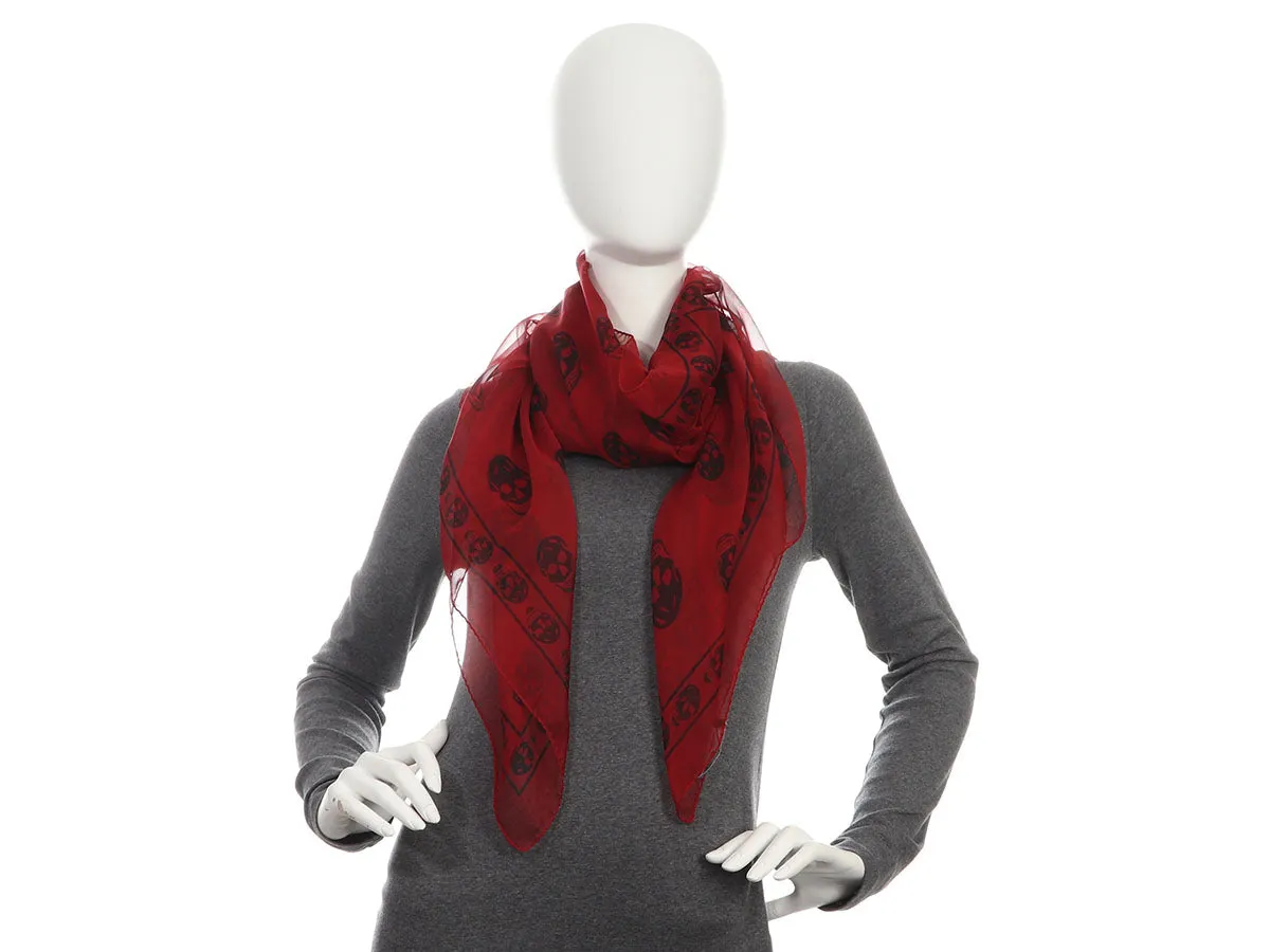 Alexander McQueen Red Skull Scarf