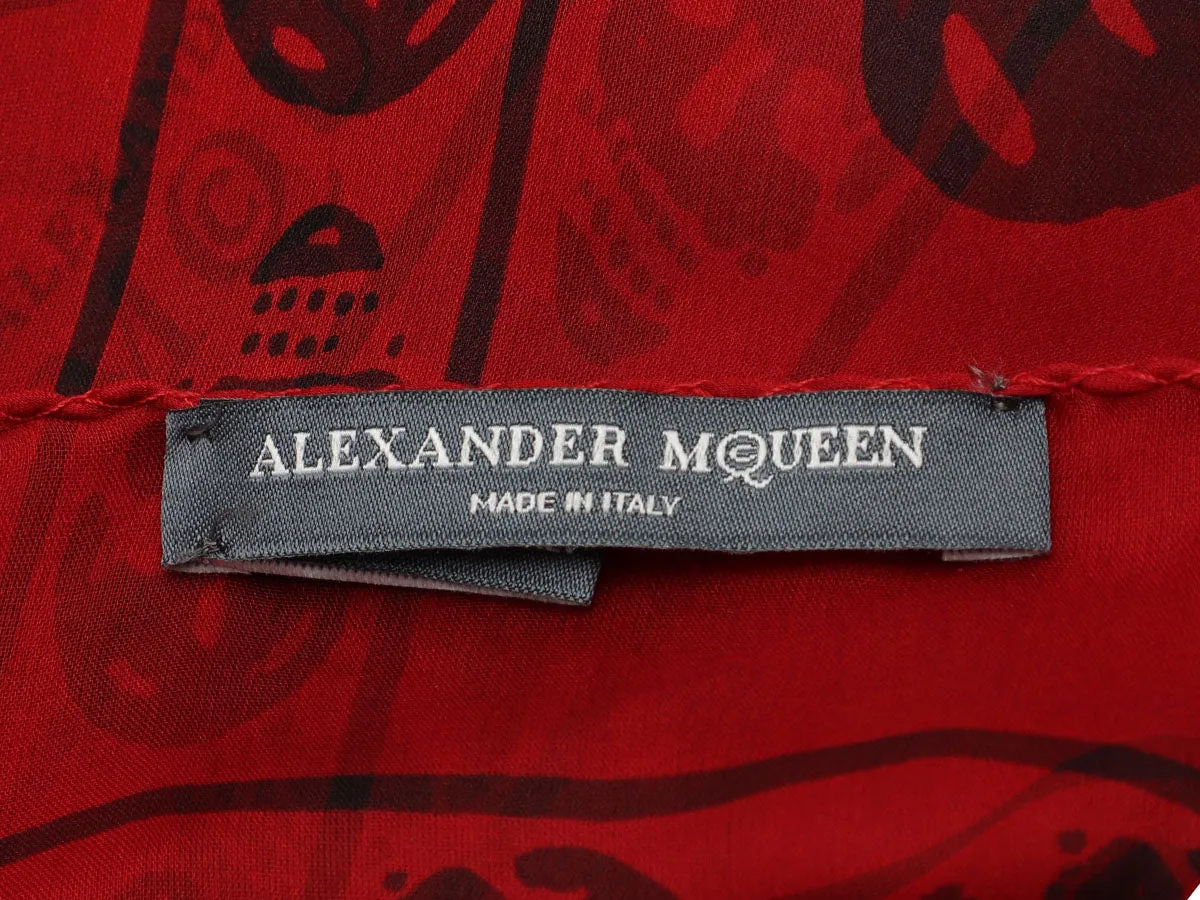 Alexander McQueen Red Skull Scarf