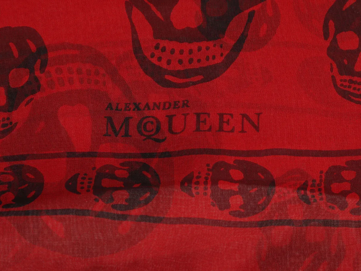 Alexander McQueen Red Skull Scarf