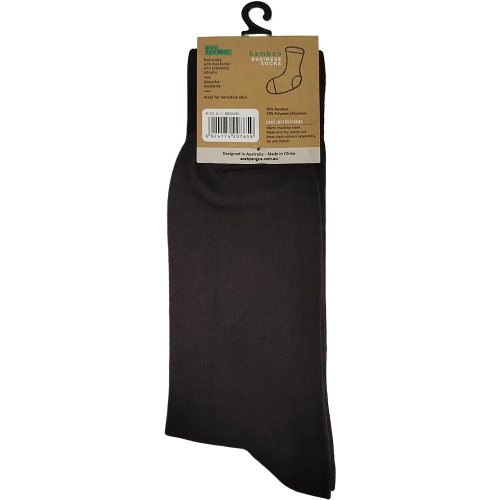 Bamboo Plain Business Socks -No Seam - Brown