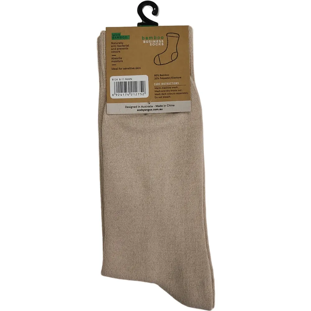 Bamboo Plain Business Socks -No Seam - Fawn