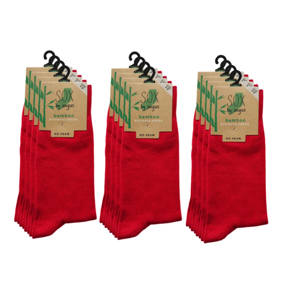 Bamboo Plain Business Socks -No Seam - Red