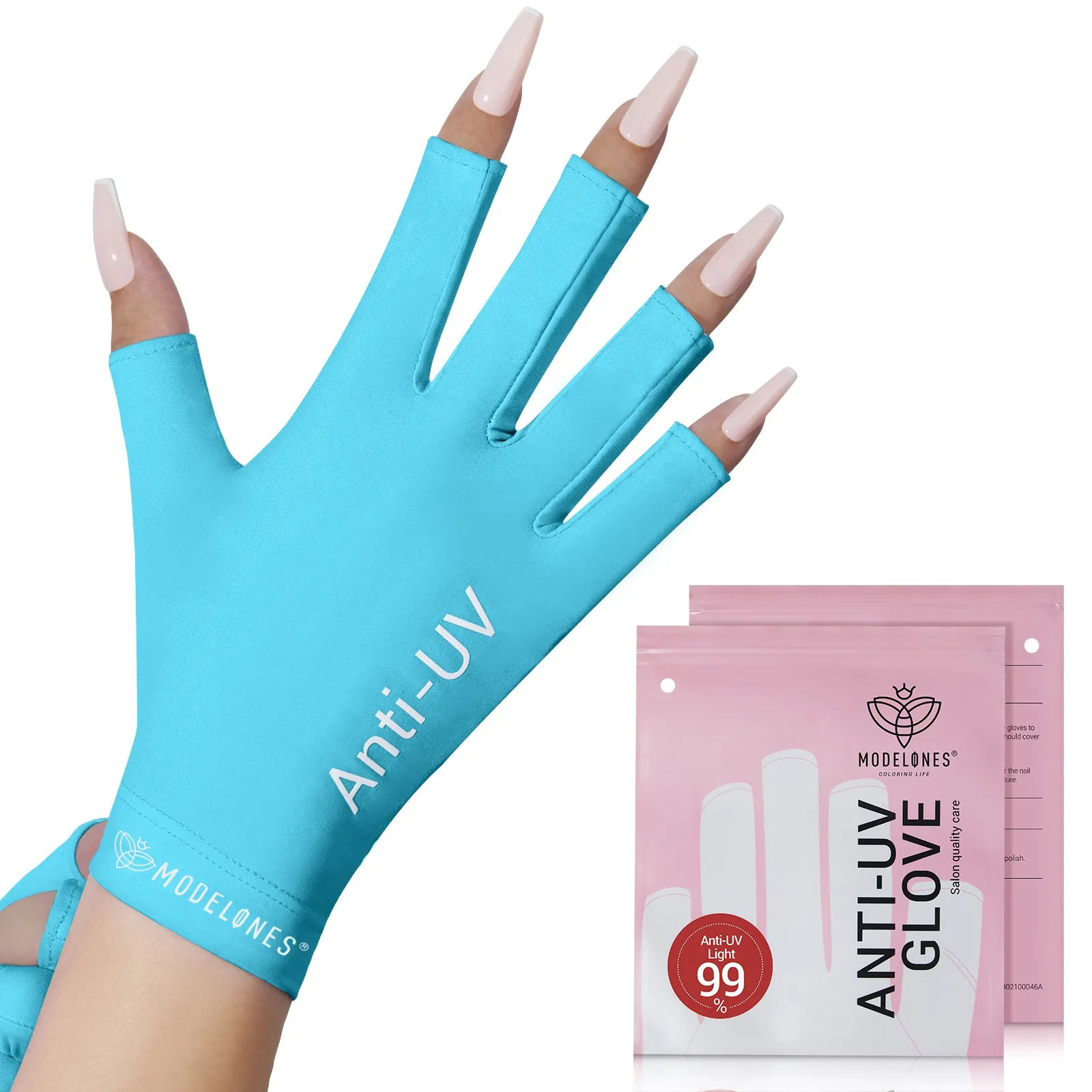 Blue Anti-UV light Glove For Nails  Salon Professional UPF 99 【US ONLY】