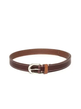 Burgundy Stitch Detail Leather Belt