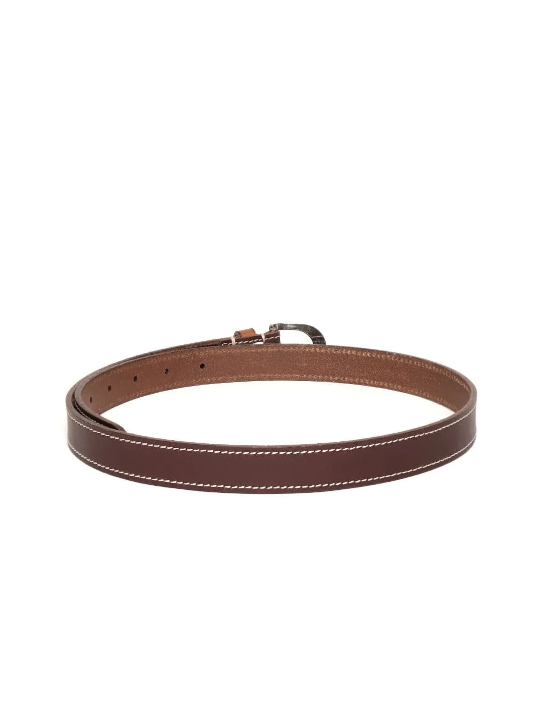 Burgundy Stitch Detail Leather Belt