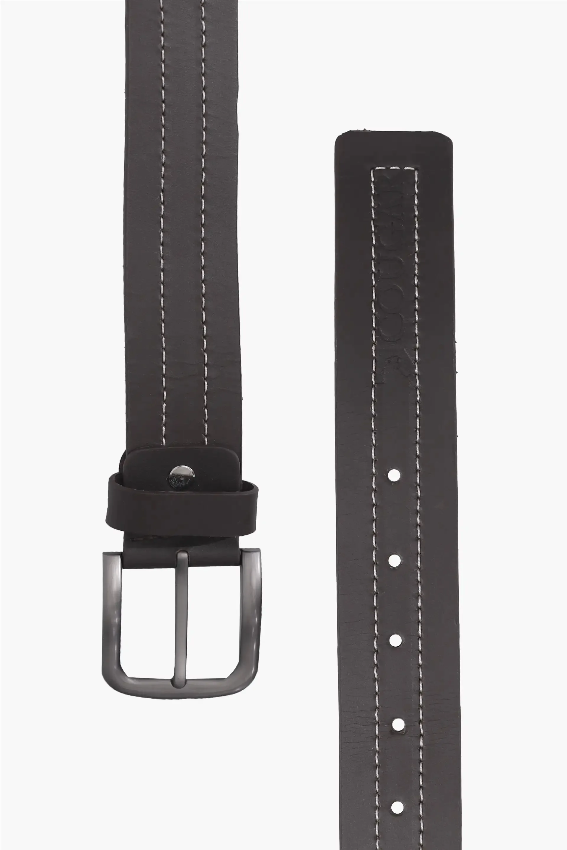 Chocolate Contrast Stitch Leather Belt