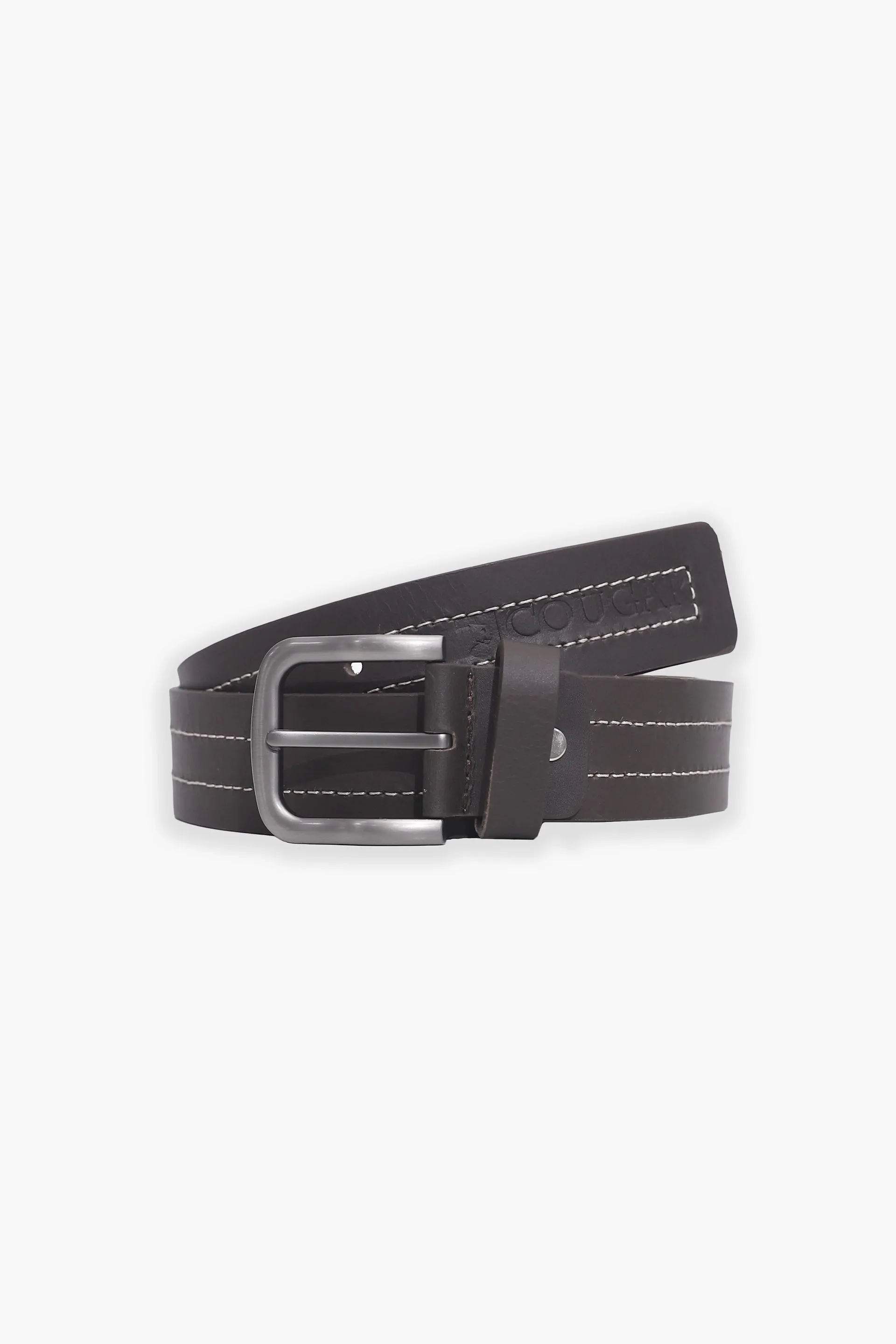 Chocolate Contrast Stitch Leather Belt