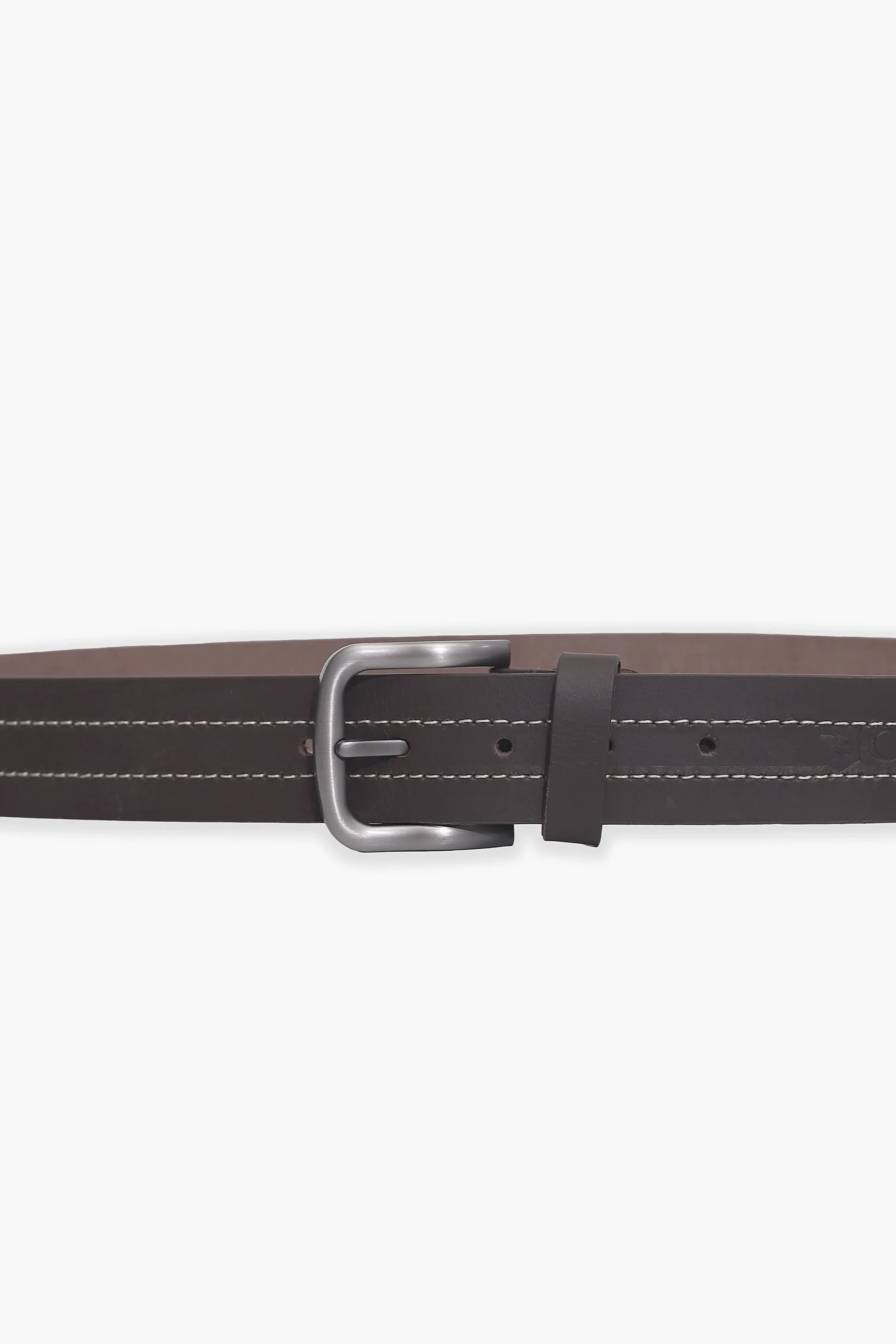 Chocolate Contrast Stitch Leather Belt