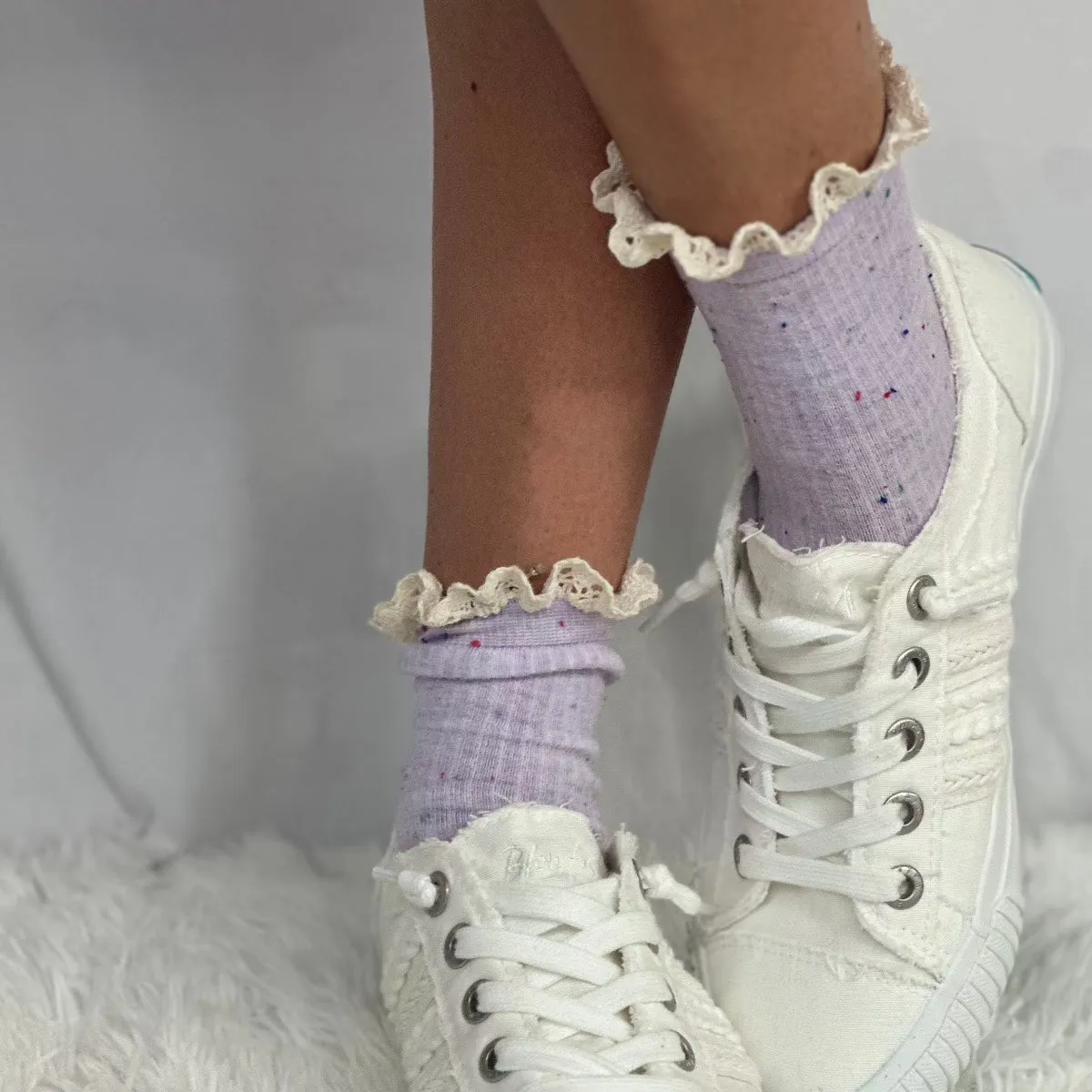 CONFETTI  lace topped ankle socks - lavender