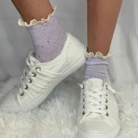 CONFETTI  lace topped ankle socks - lavender