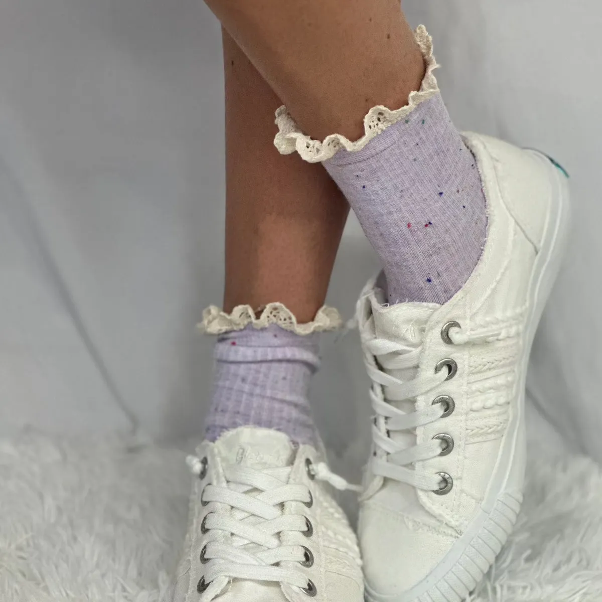 CONFETTI  lace topped ankle socks - lavender