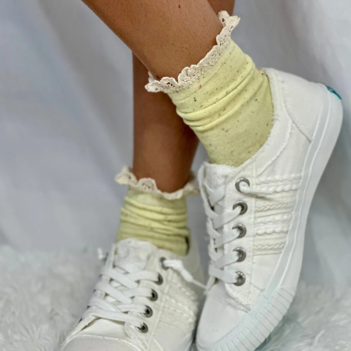 CONFETTI  lace topped ankle socks - yellow