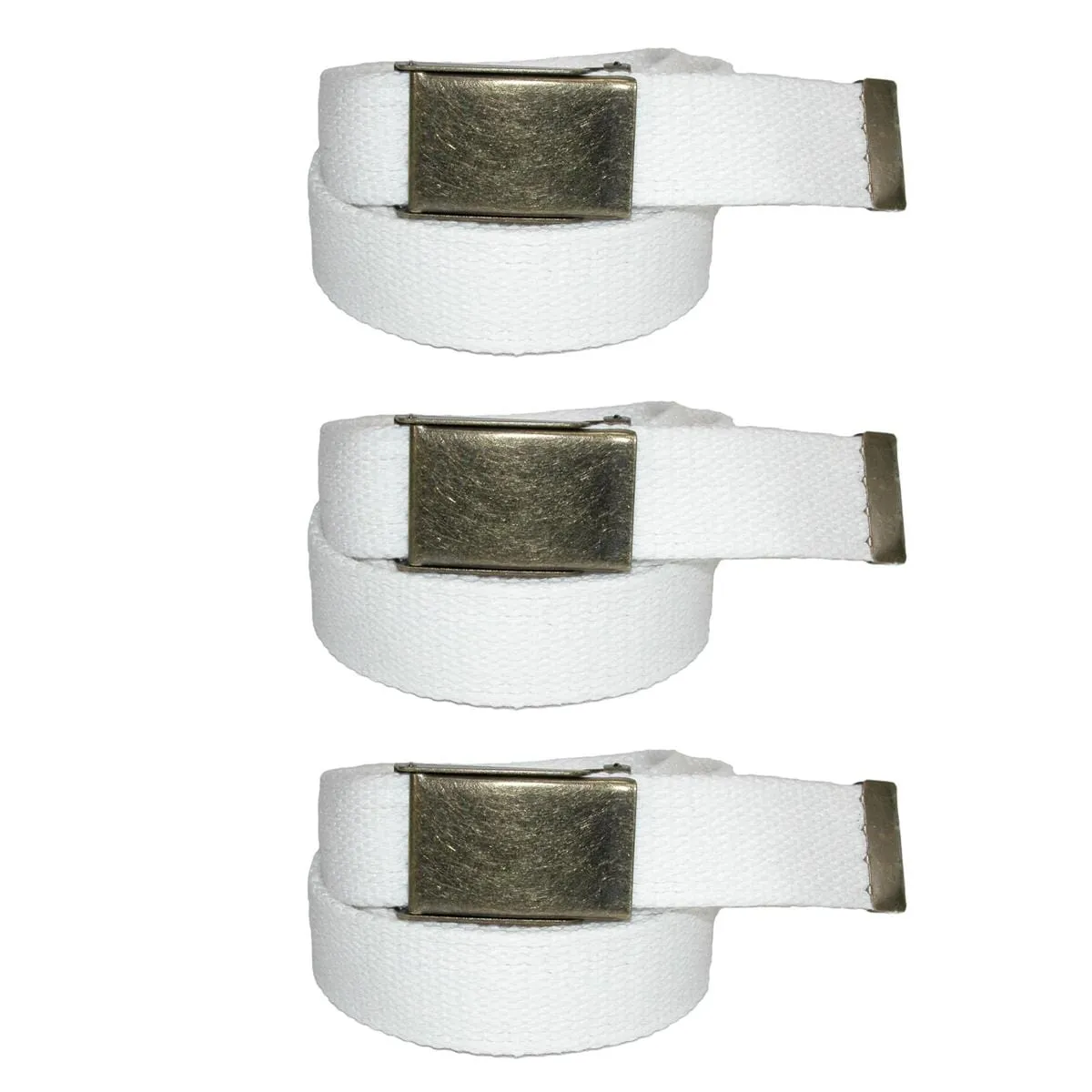 CTM® Men's Fabric Belt with Brass Flip Top Buckle (Pack of 3)