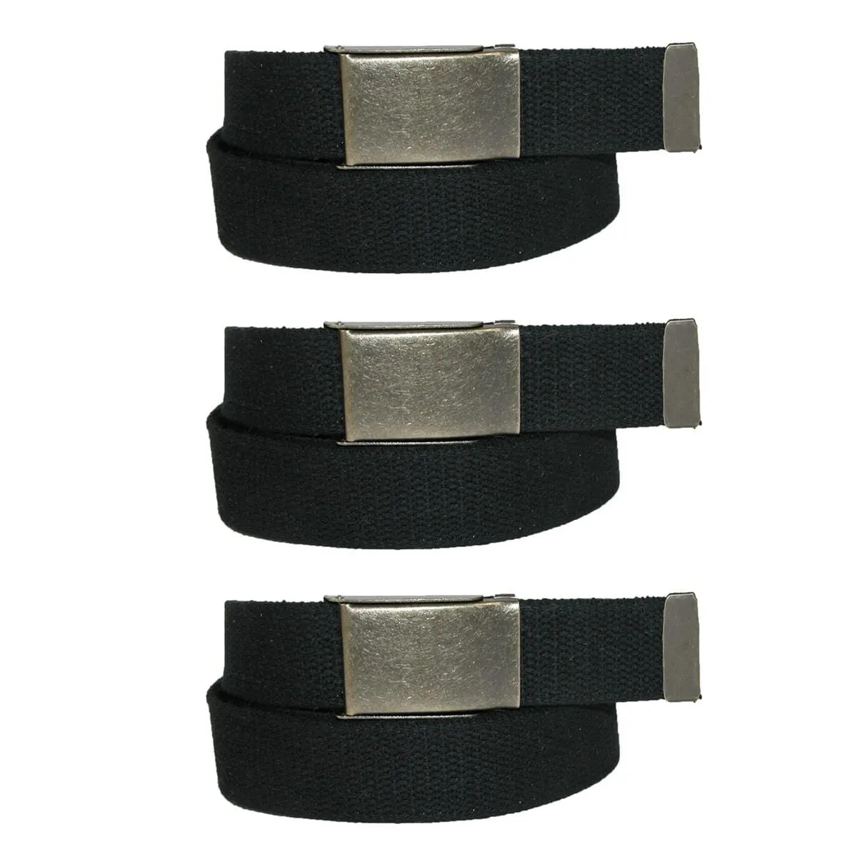 CTM® Men's Fabric Belt with Brass Flip Top Buckle (Pack of 3)