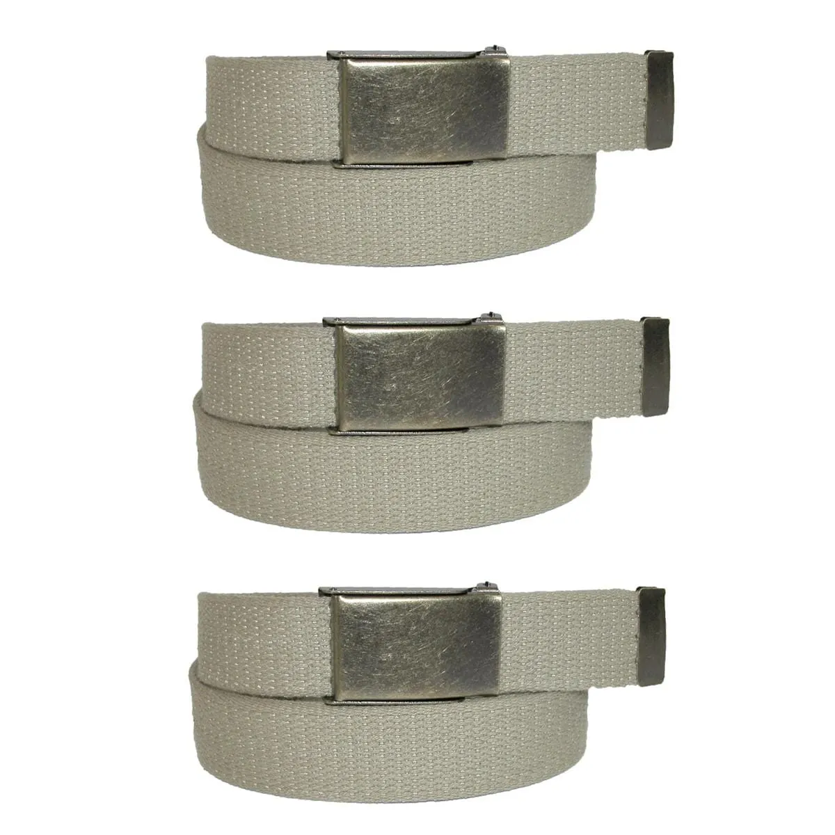 CTM® Men's Fabric Belt with Brass Flip Top Buckle (Pack of 3)