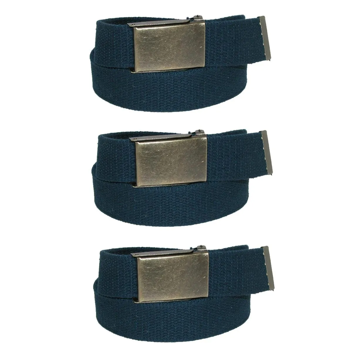 CTM® Men's Fabric Belt with Brass Flip Top Buckle (Pack of 3)