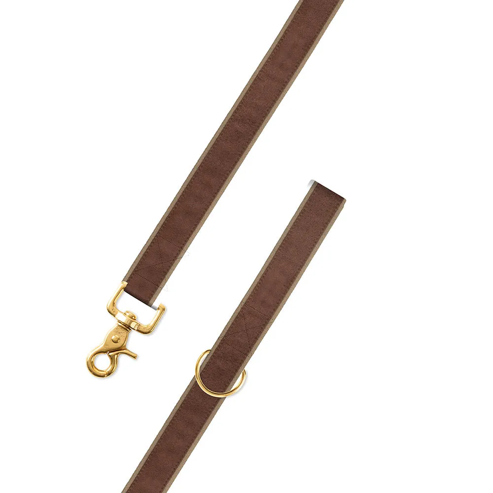 Dark Brown on Tan Suede Dog Leash