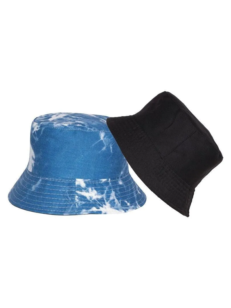 FabSeasons Blue Reversible Tie-Dye Bucket Hats