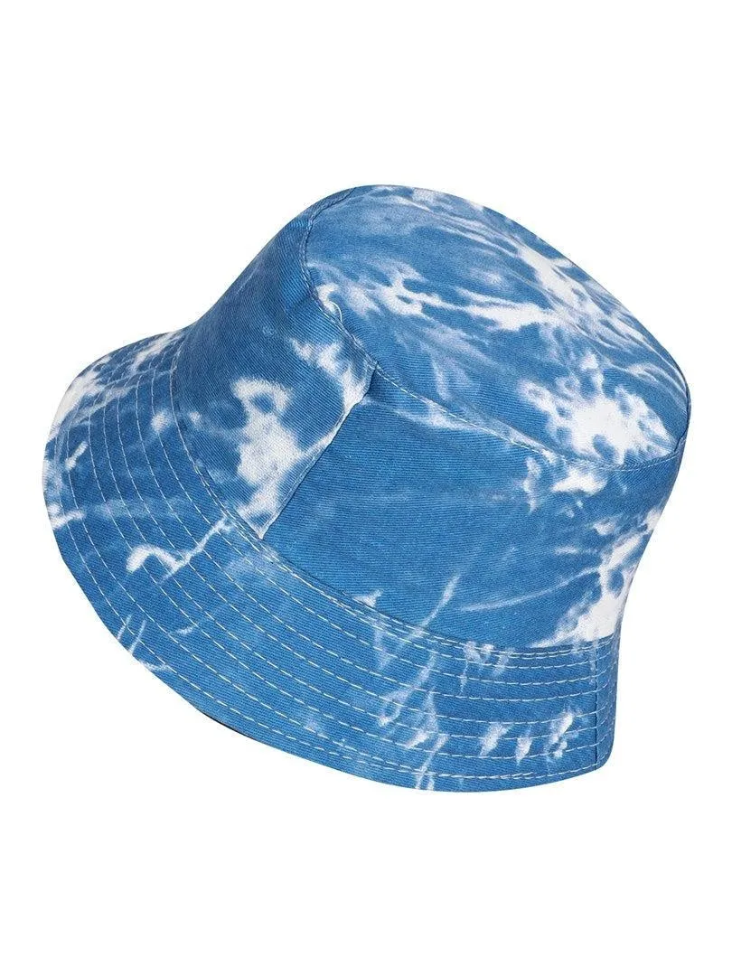 FabSeasons Blue Reversible Tie-Dye Bucket Hats