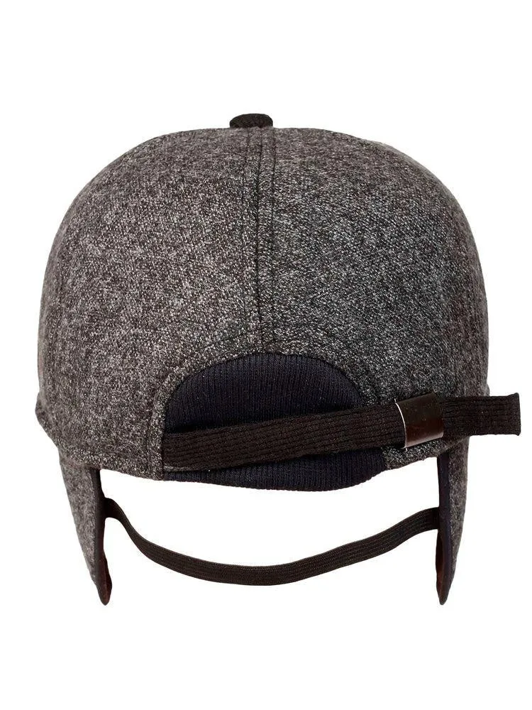 Fabseasons Grey Solid Unisex Baseball Cap with Foldable Ear Cover for Winters