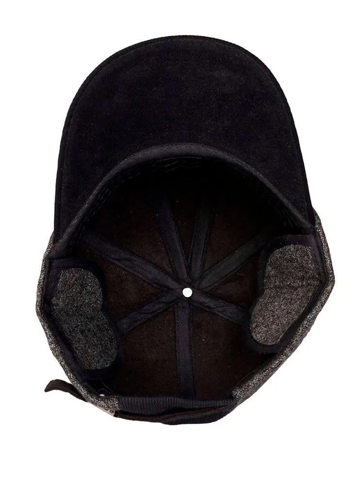 Fabseasons Grey Solid Unisex Baseball Cap with Foldable Ear Cover for Winters