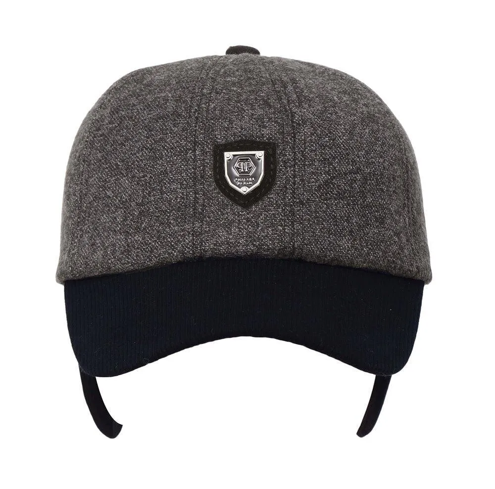 Fabseasons Grey Solid Unisex Baseball Cap with Foldable Ear Cover for Winters