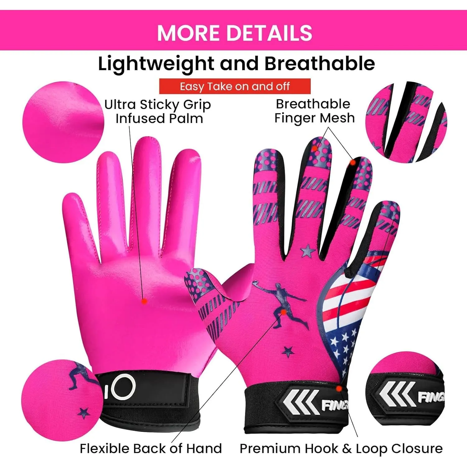 Football Receiver Gloves Youth Pink