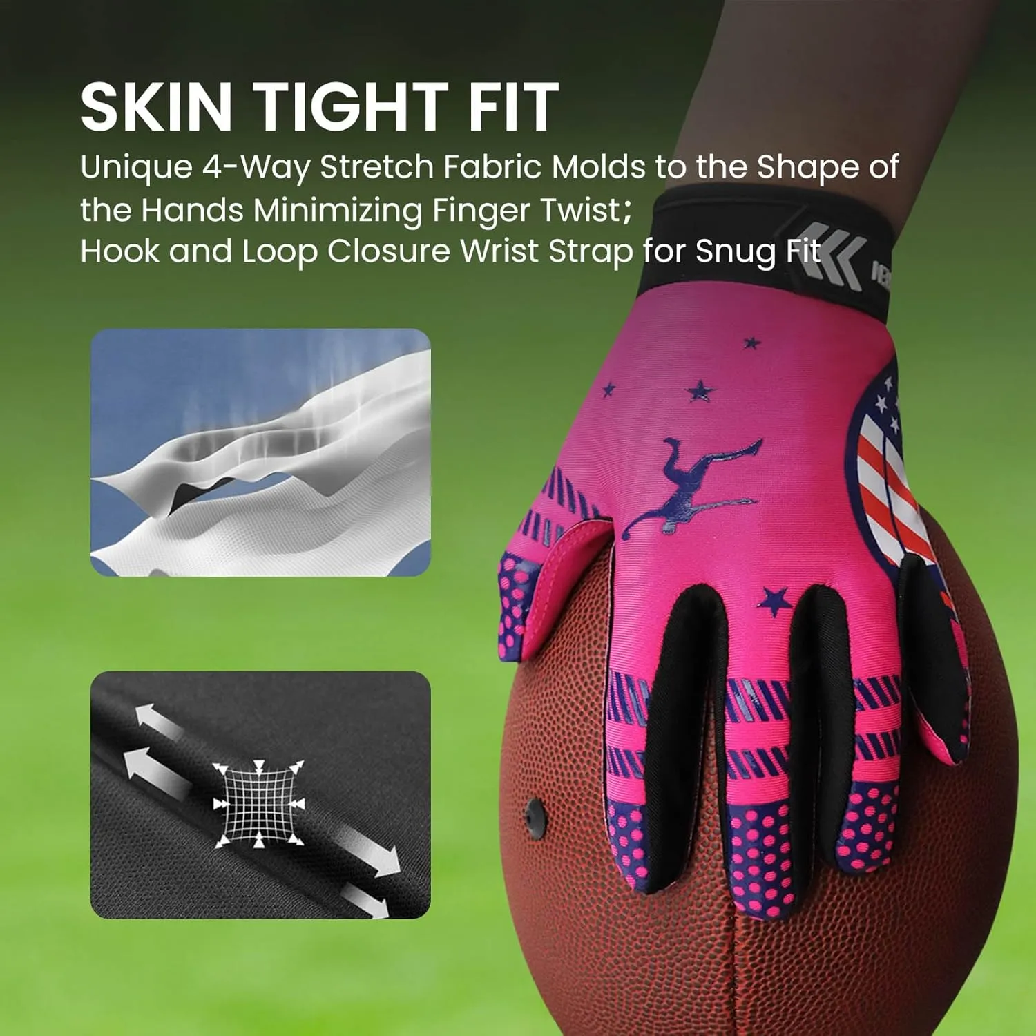 Football Receiver Gloves Youth Pink