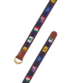 Founding Flags on Navy Bespoken Motif D-Ring Belt