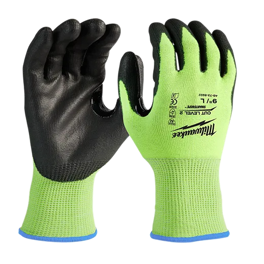 General Purpose Gloves - Milwaukee® High-Visibility Polyurethane Dipped Gloves, 48-73-8922