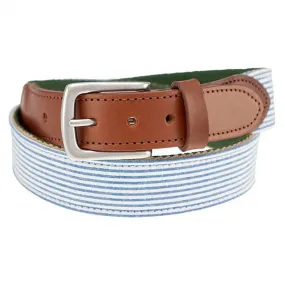 Haspel x T.B. Phelps Light Blue Seersucker Fabric Belt