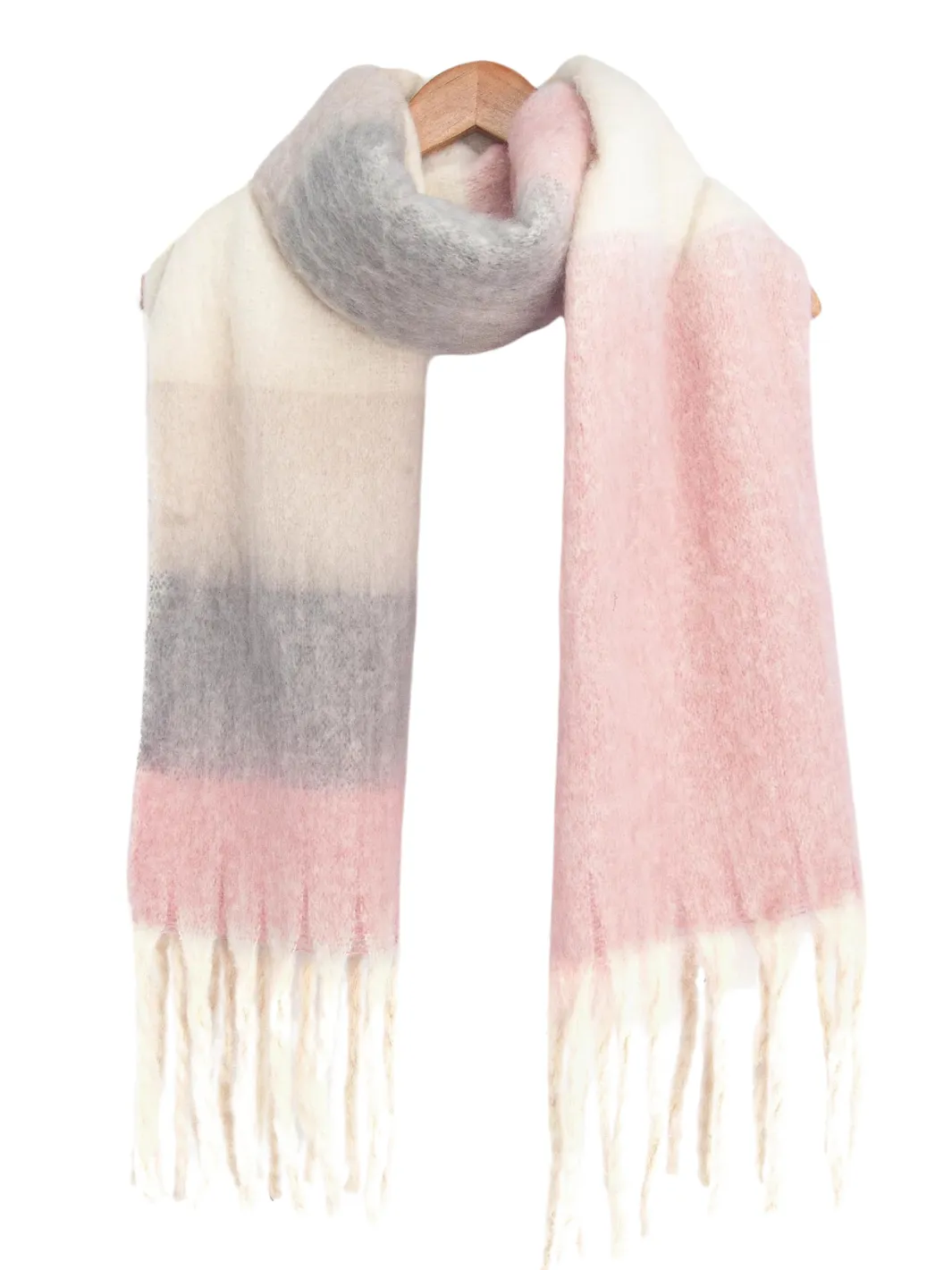 Heavyweight Check Print Scarf - Dusty Pink