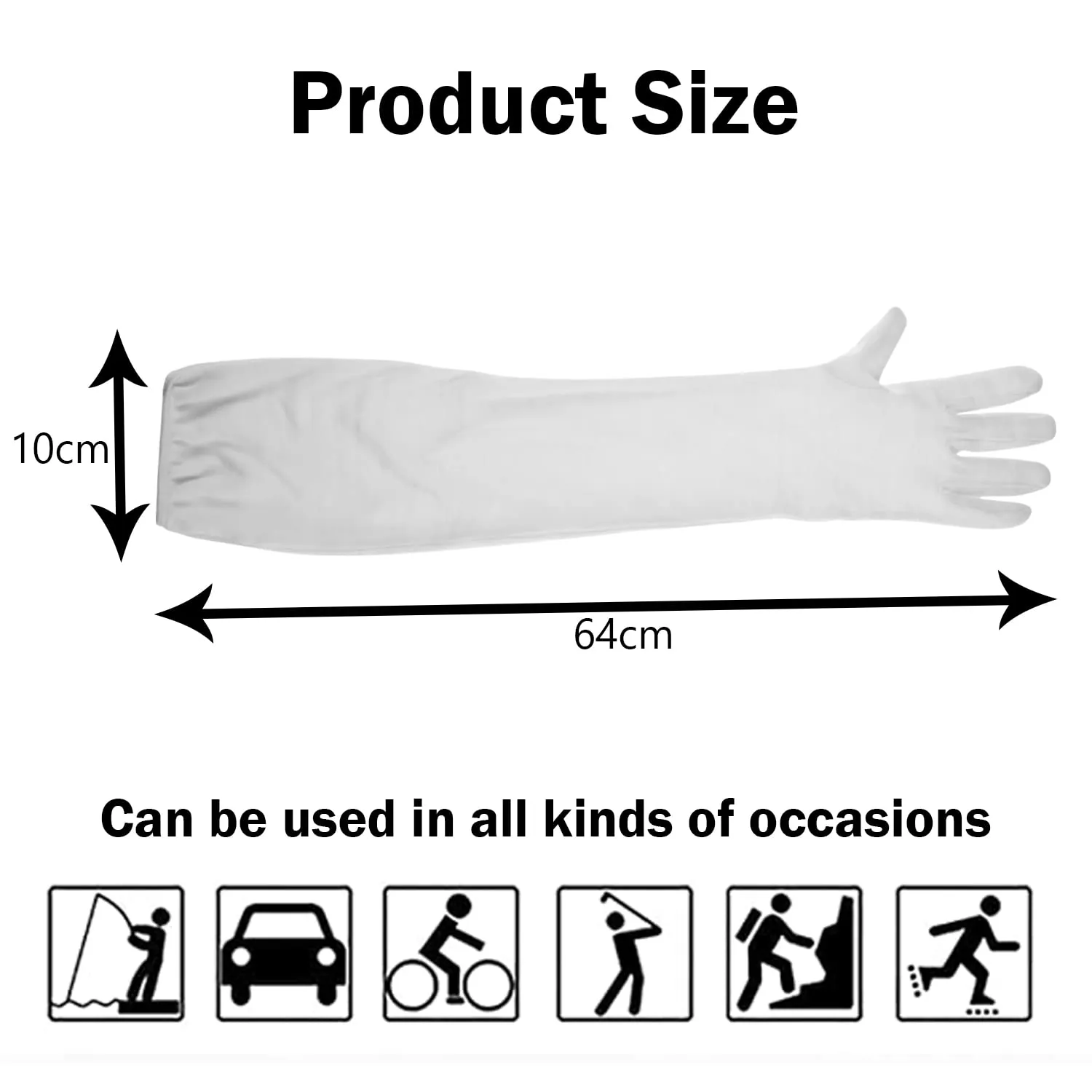 Kuber Industries Full Arm Sleeves Gloves | Cotton Summer Gloves | Protection From Sun Burns | Dust | Pollution | Gloves For Women | Gloves For Men | 1 Pair | White