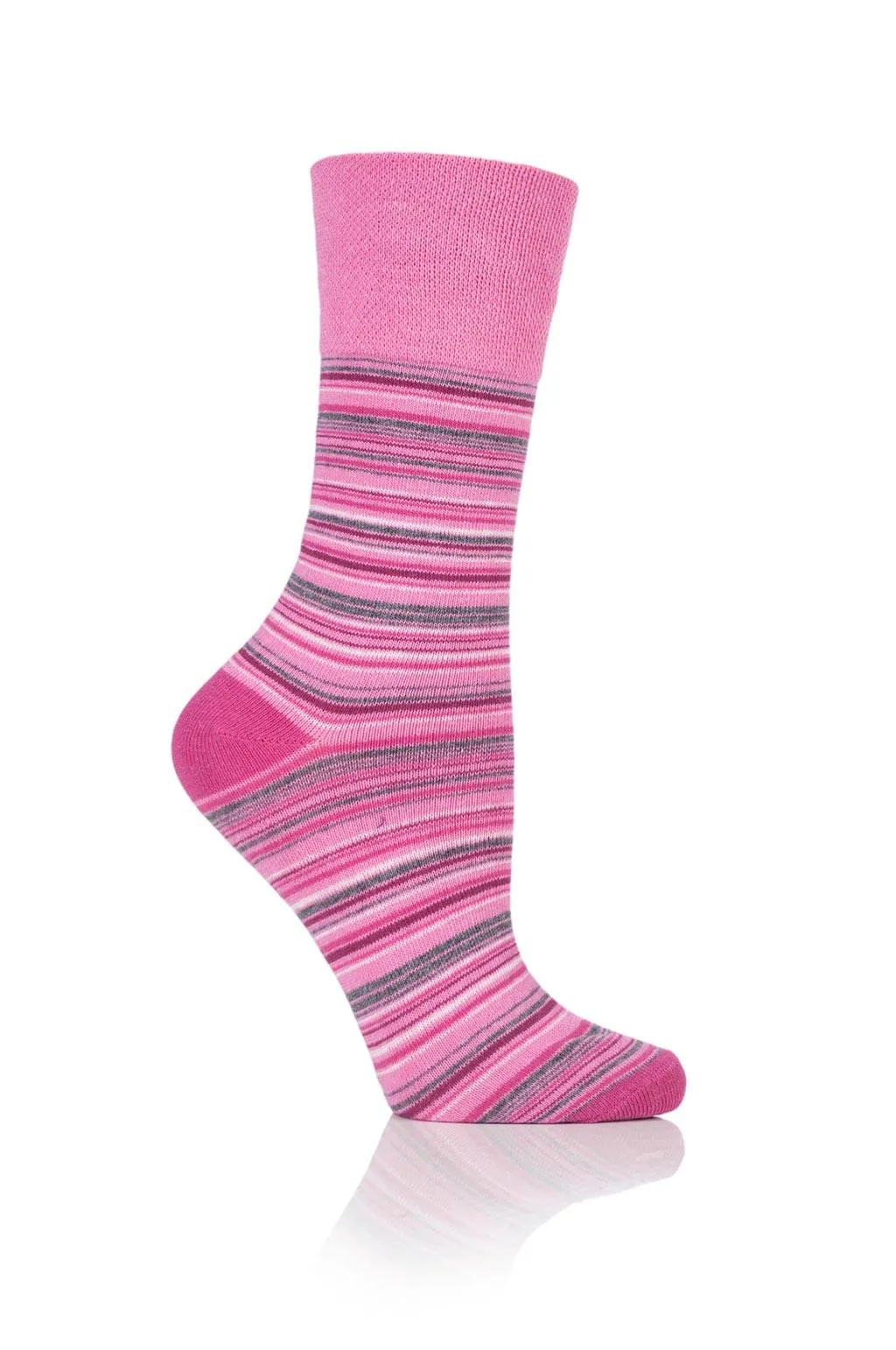 Ladies Pink Stripe Socks - 3 Pair Pack