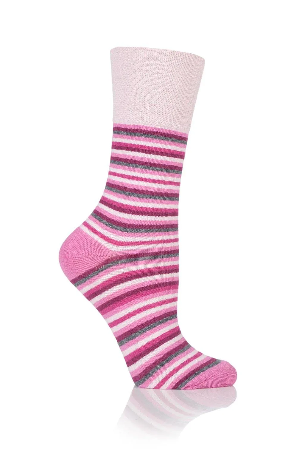 Ladies Pink Stripe Socks - 3 Pair Pack