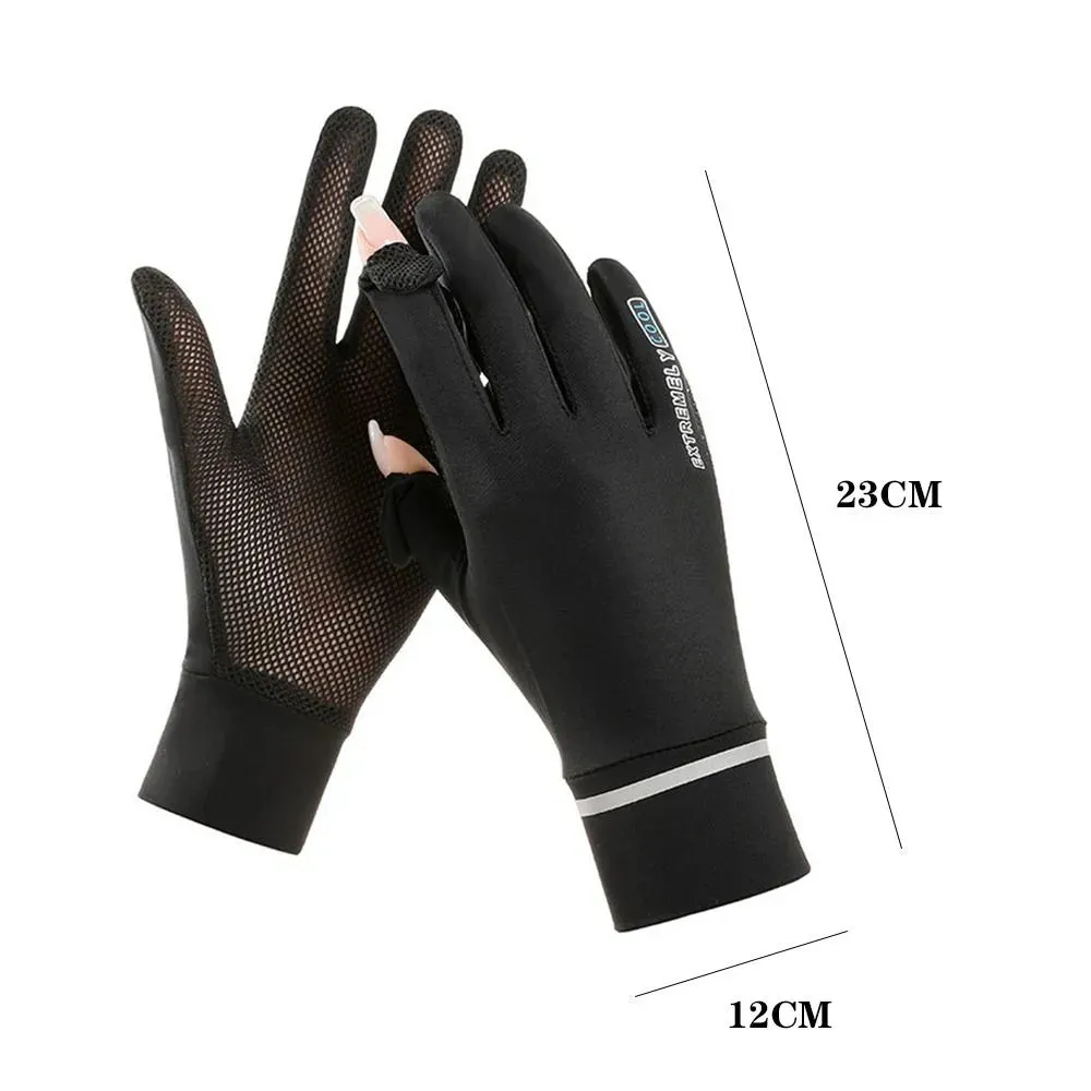 Lady Sunscreen Ice Silk Gloves Female Summer Sun Protection Gloves Fashion Cycling Driving Running Mittens Thin Anti-UV Gloves