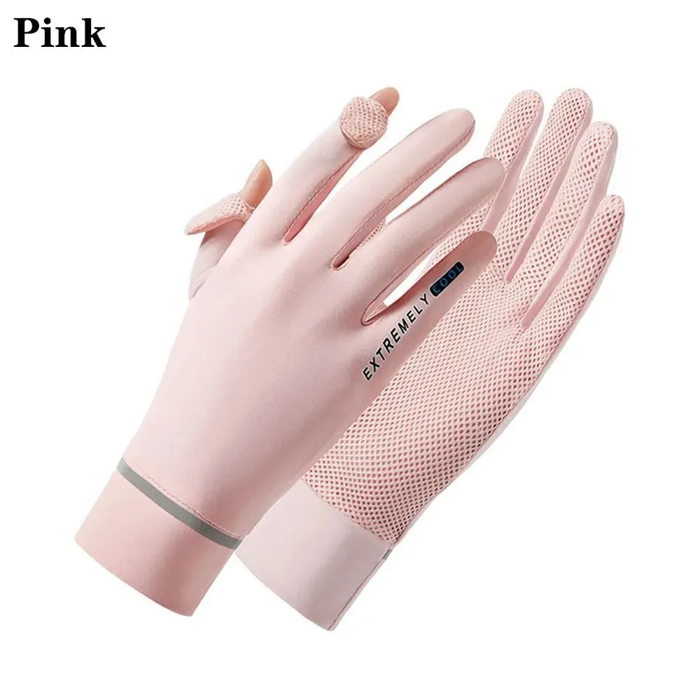 Lady Sunscreen Ice Silk Gloves Female Summer Sun Protection Gloves Fashion Cycling Driving Running Mittens Thin Anti-UV Gloves