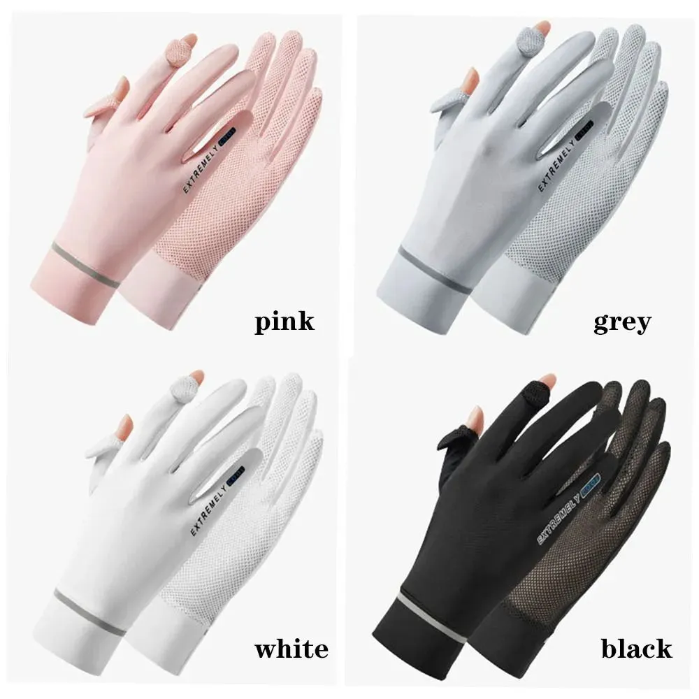 Lady Sunscreen Ice Silk Gloves Female Summer Sun Protection Gloves Fashion Cycling Driving Running Mittens Thin Anti-UV Gloves