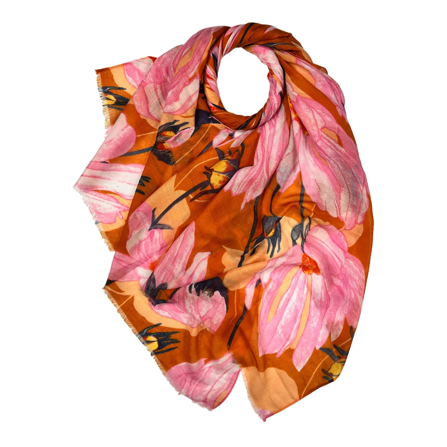 Lightweight scarf with daisy flower print