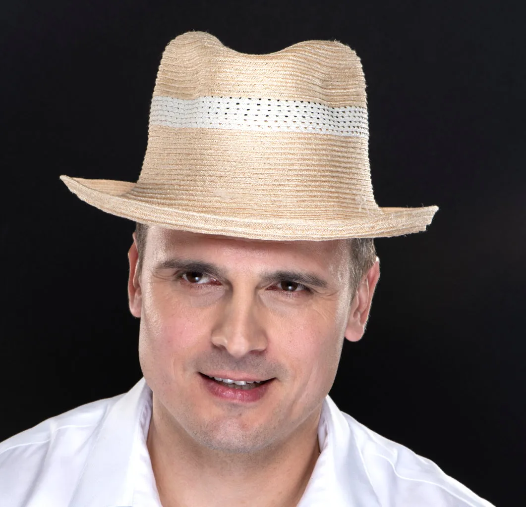 M1706-  Tan fedora for men