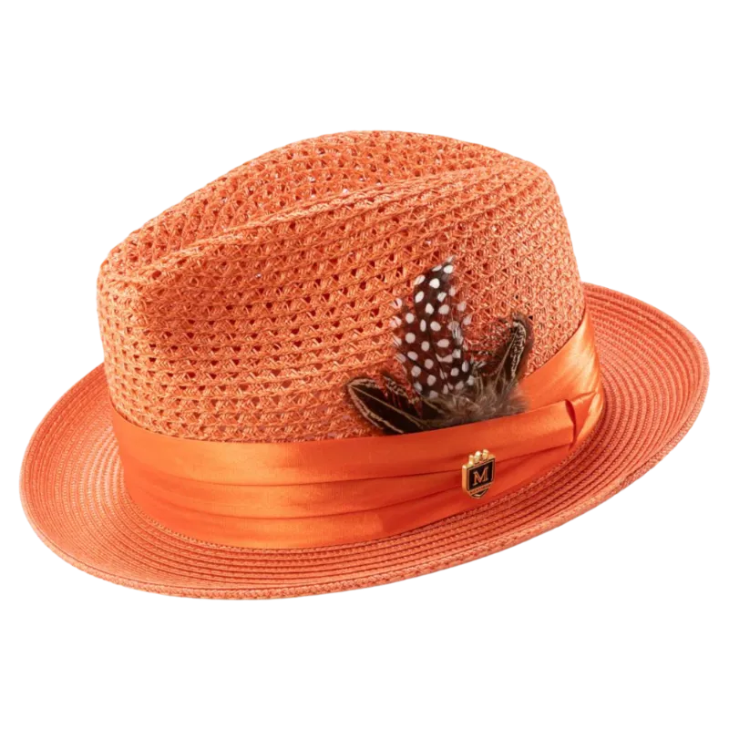 Montique Orange Men's Summer Straw Hats Style H-34