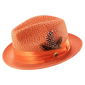 Montique Orange Men's Summer Straw Hats Style H-34