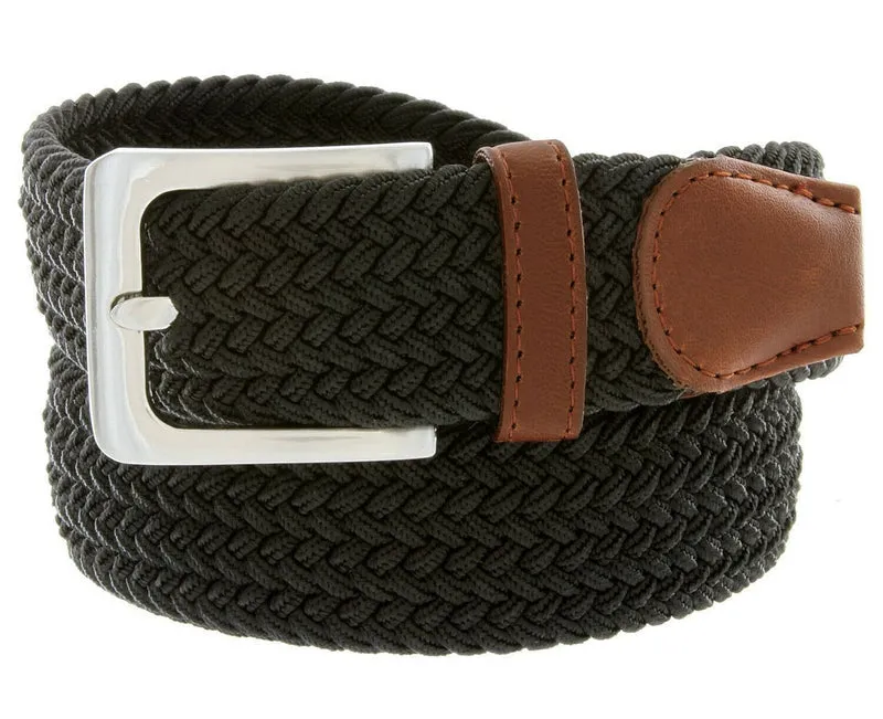 MROYALE™ Braided Canvas Belt | Elastic Stretch, Woven Fabric Men's Belt w/ Metal Buckle