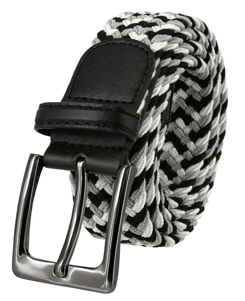 MROYALE™ Braided Canvas Belt | Elastic Stretch, Woven Fabric Men's Belt w/ Metal Buckle