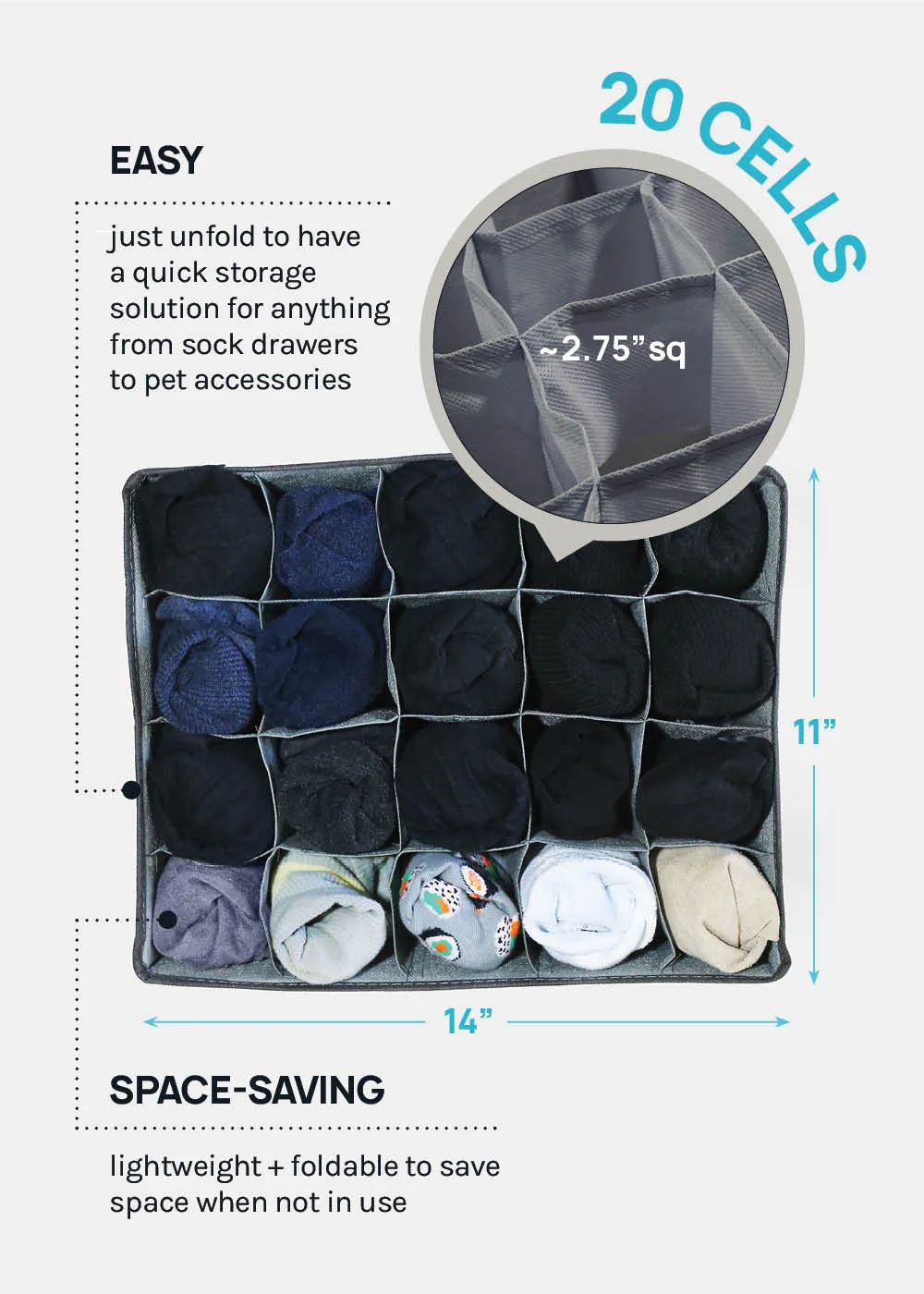 Official Key Items Sock Drawer Organizer