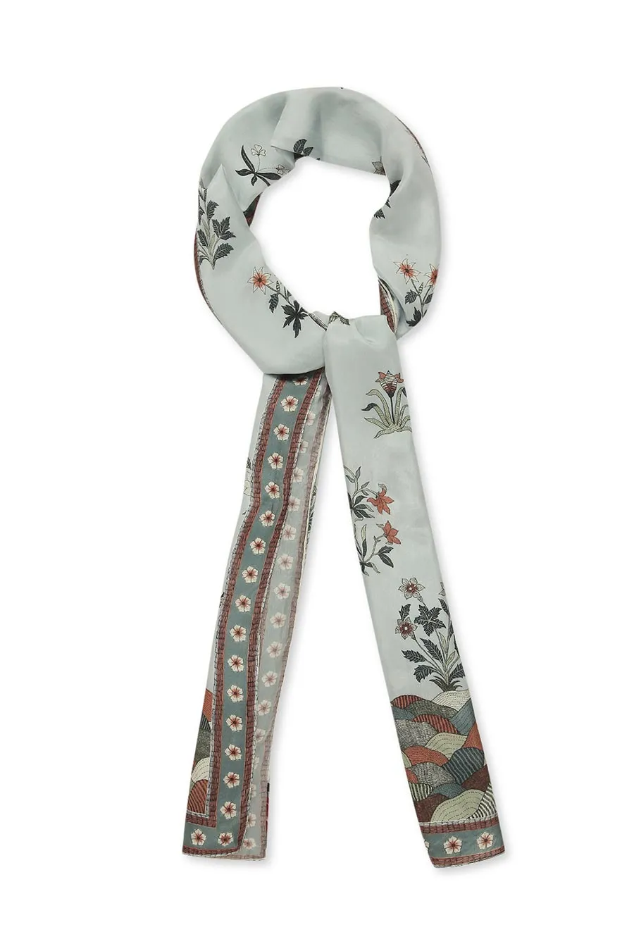 Pastel Bloom Print Blue Scarf