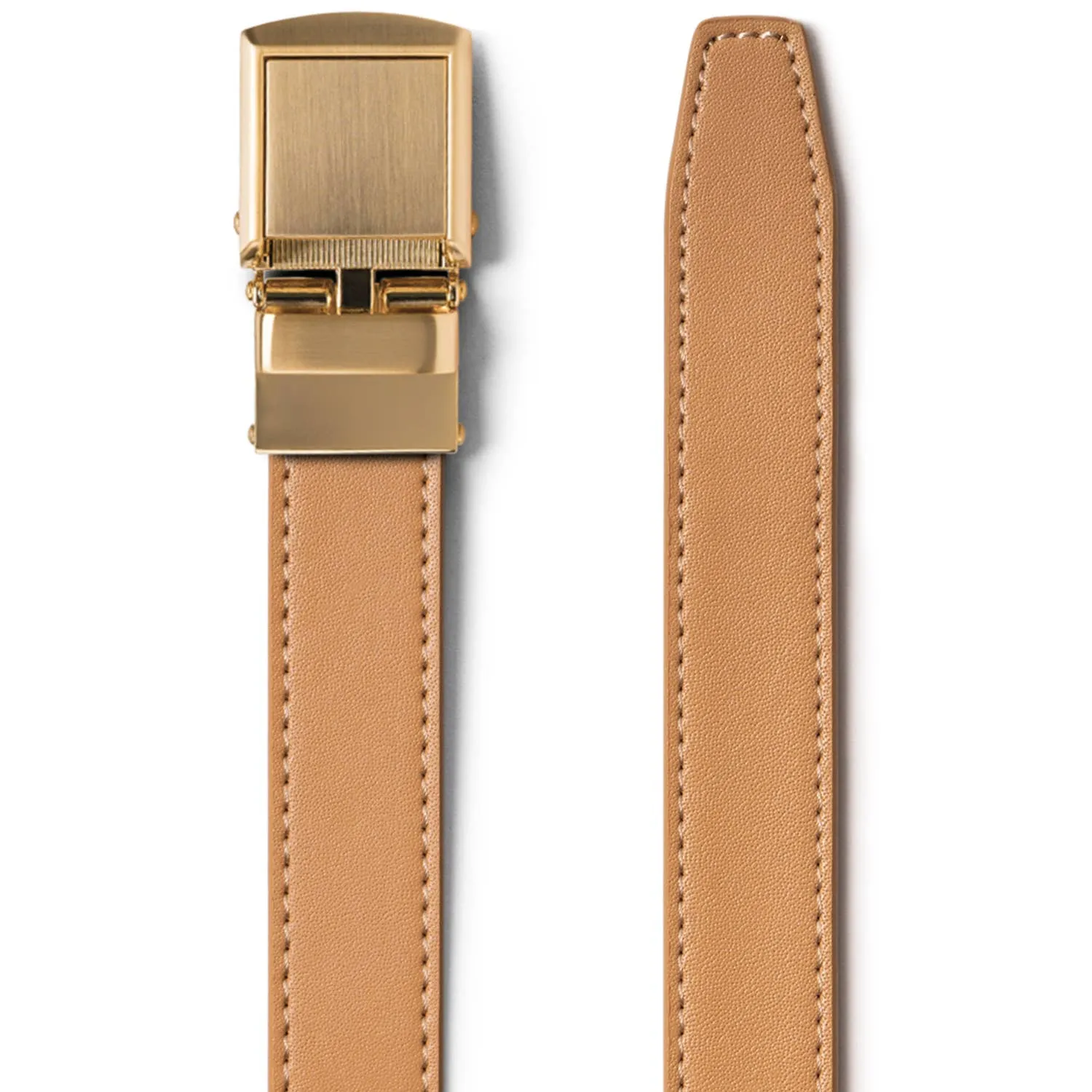 Skinny Hazelnut Belt - Gold Buckle