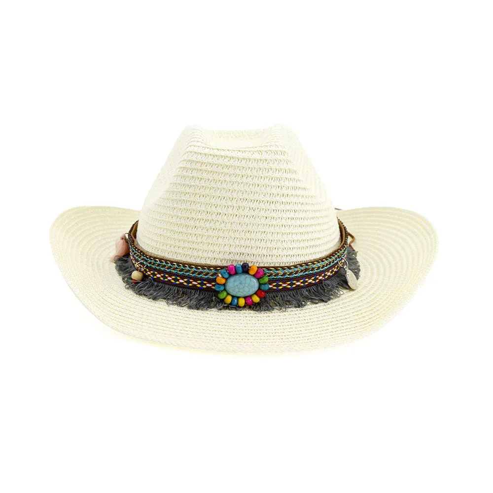 Straw Cowboy Hats Straw Cowboy Hat Men and Women Outdoor Seaside Beach