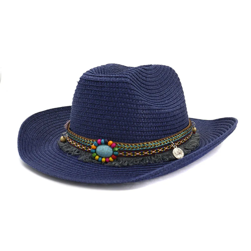 Straw Cowboy Hats Straw Cowboy Hat Men and Women Outdoor Seaside Beach